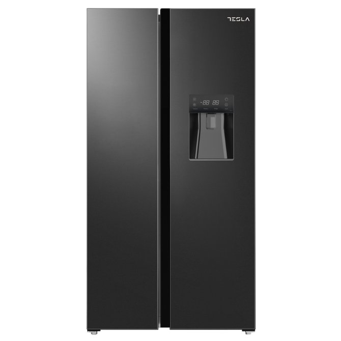Tesla T582SBSB American Fridge Freezer With Water Dispenser Non Plumbed – BLACK