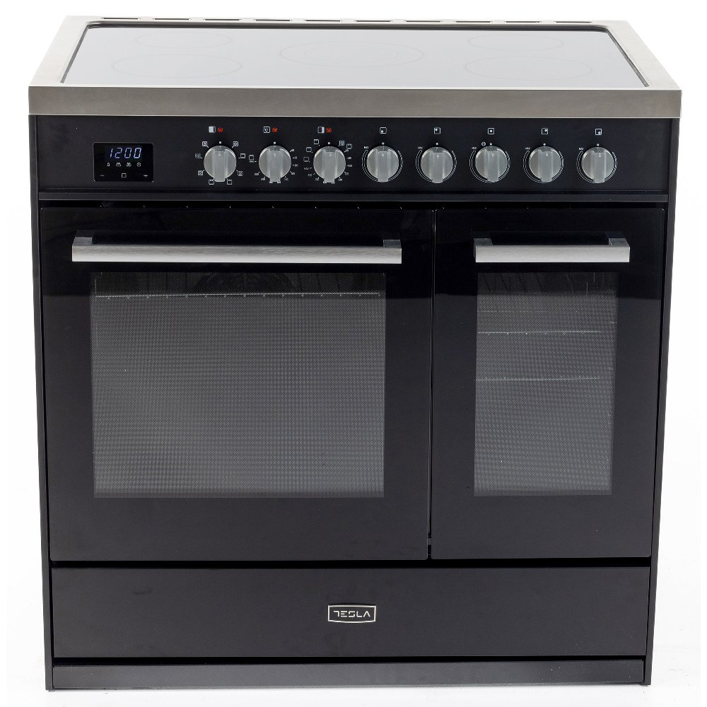Tesla T90DCRCB 90cm Professional Ceramic Range Cooker – BLACK