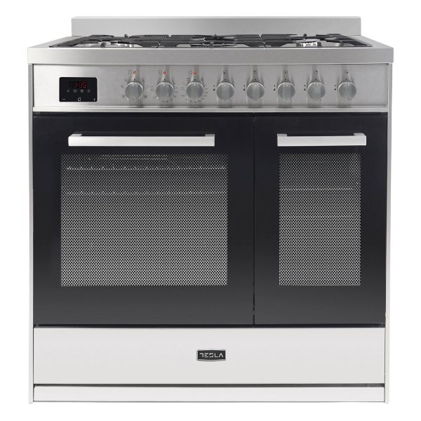 Tesla T90DDFRCSS 90cm Professional Dual Fuel Range Cooker – STAINLESS STEEL