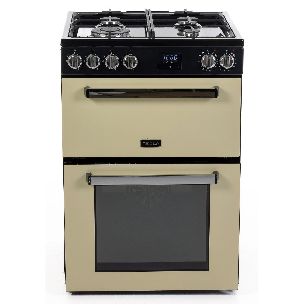 Tesla TMRDF60C 60cm Freestanding Dual Fuel Cooker – CREAM