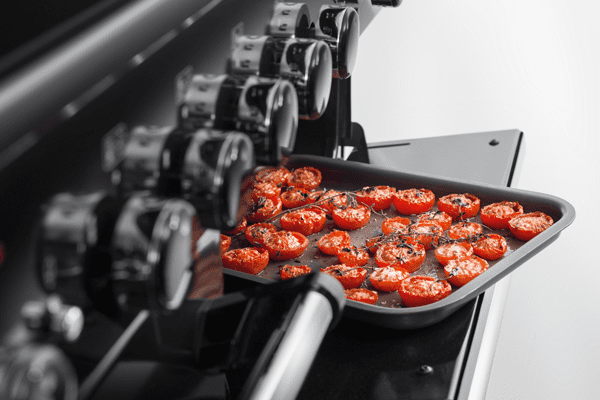 A close up of the slow cook oven on an AGA Masterchef Deluxe range cooker