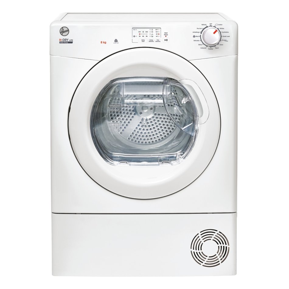 Hoover HLEH8A1LE H Dry 300 Lite 8kg Heat Pump Condenser Dryer in White