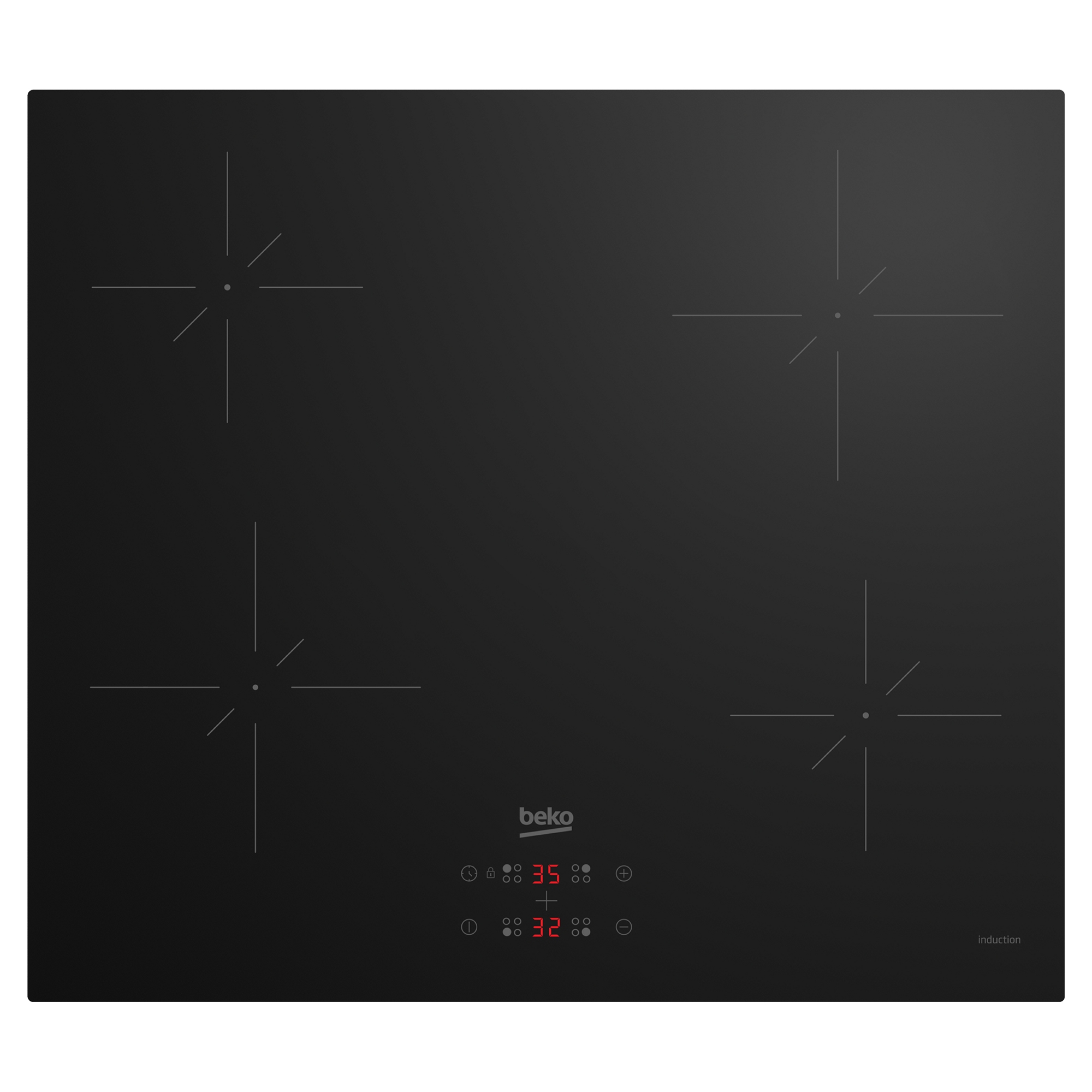 Beko CIHYQI21B 60cm 4 Zone Induction Hob in Black Glass Touch Controls