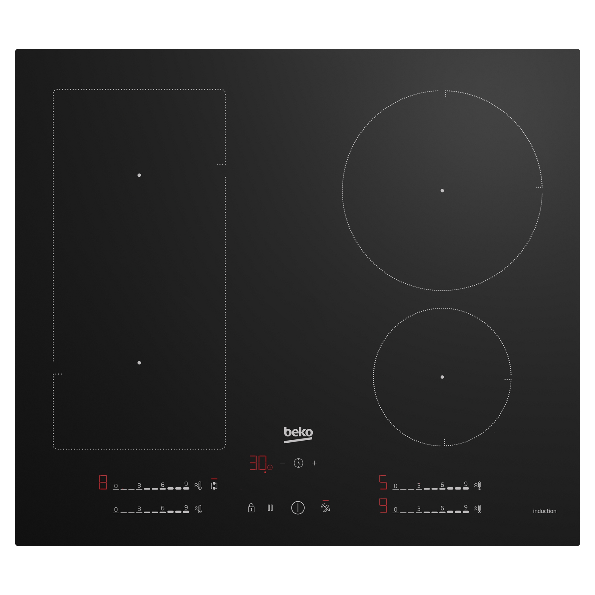 Beko HIIP64530UFT 60cm 4 Zone Induction Hob in Black