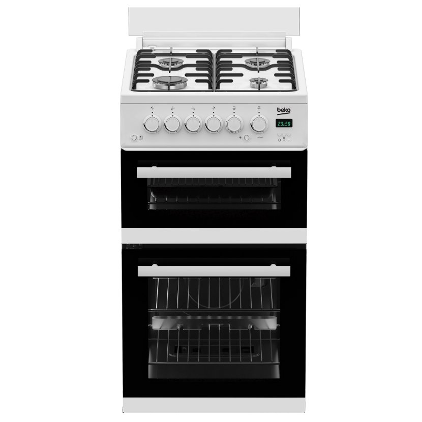 Beko EDG507W 50cm Freestanding Gas Cooker With Glass Lid - WHITE