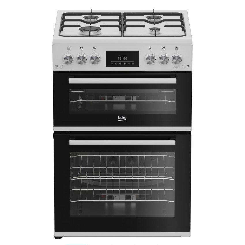 Beko EDG6231W 60cm Double Oven Gas Cooker in White 72 32L