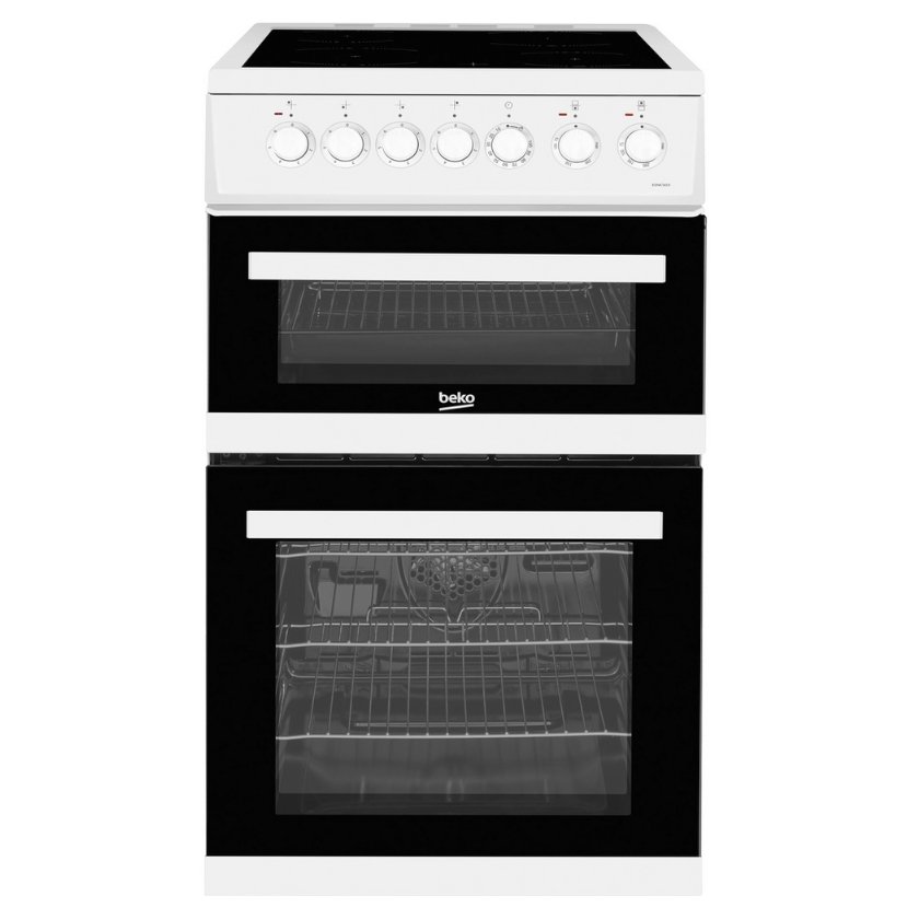 Beko EDVC503W 50cm Double Oven Electric Cooker in White Ceramic Hob