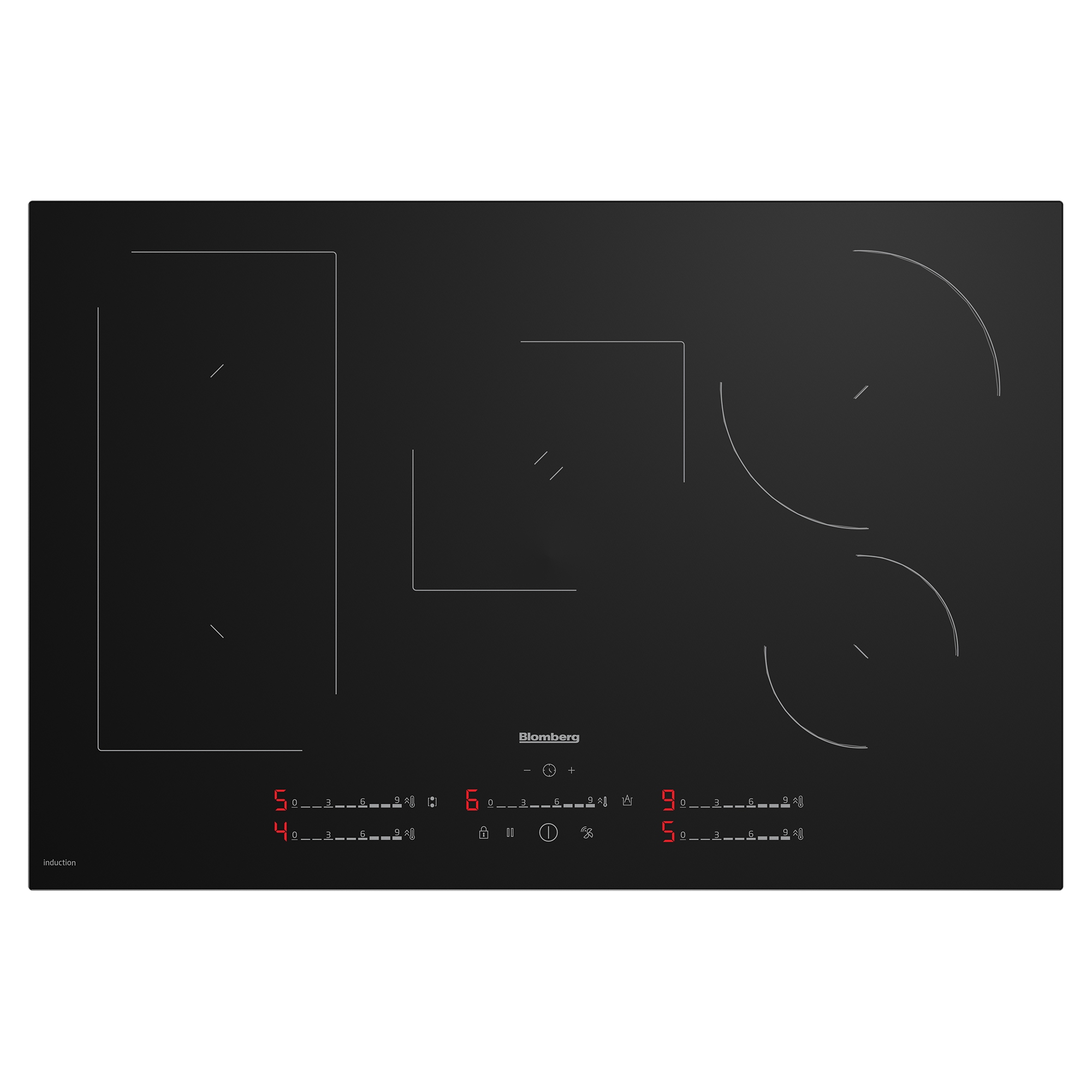 Blomberg MIX55487N 78cm 5 Zone Induction Hob in Black Glass Touch Cont