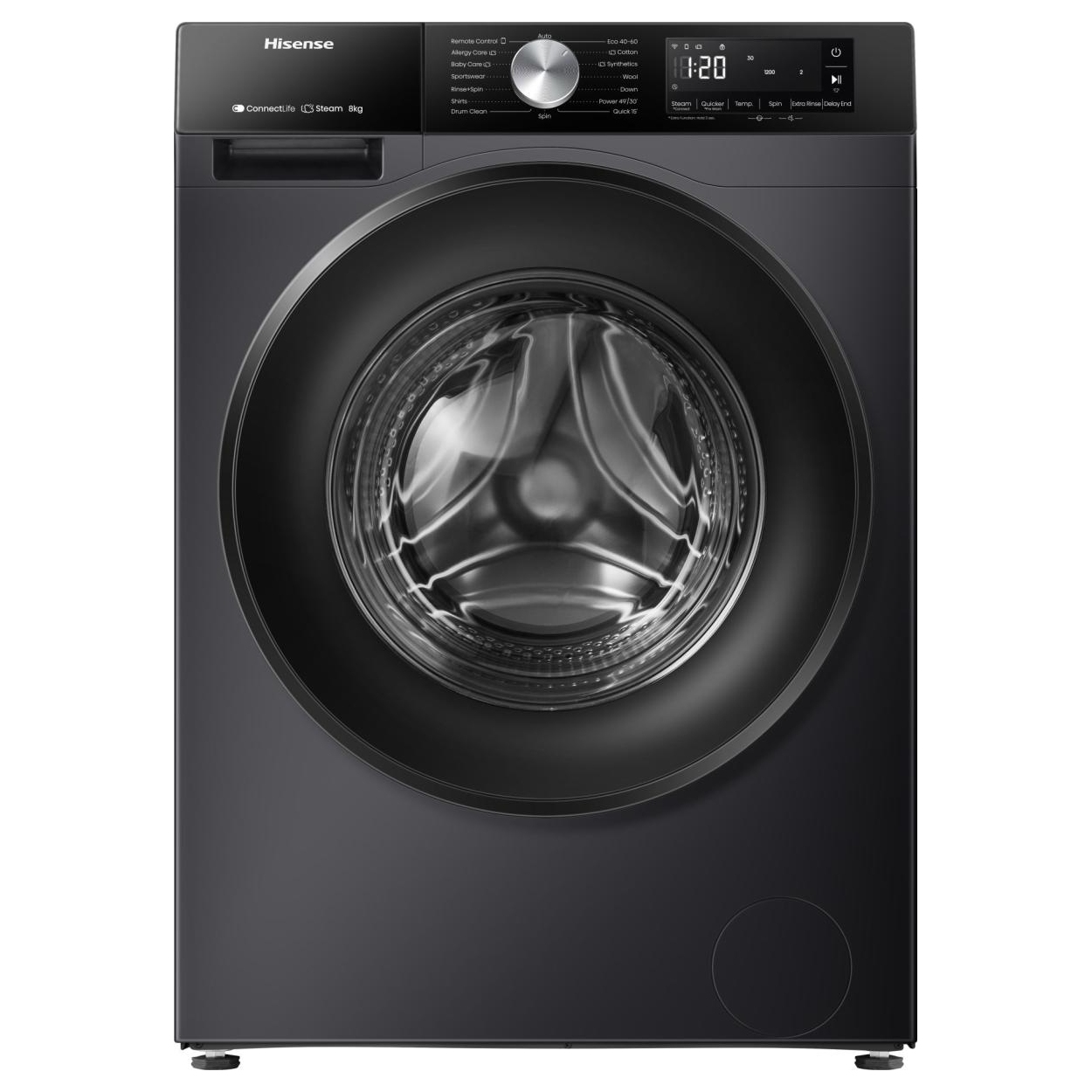 Hisense WF3S8043BB3 8kg 1400 Spin Washing Machine in Black A Rated Con
