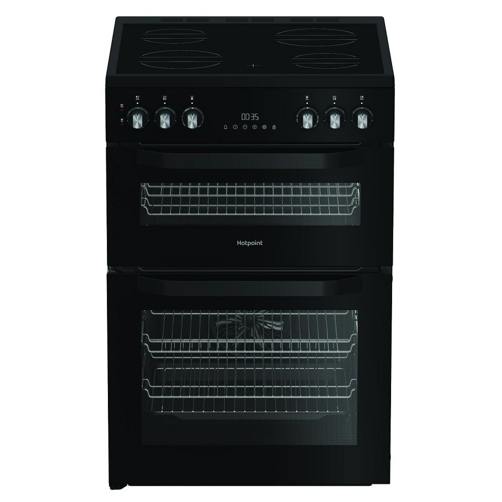Hotpoint HDE6VDC2B1 60cm Double Oven Electric Cooker in Black Ceramic