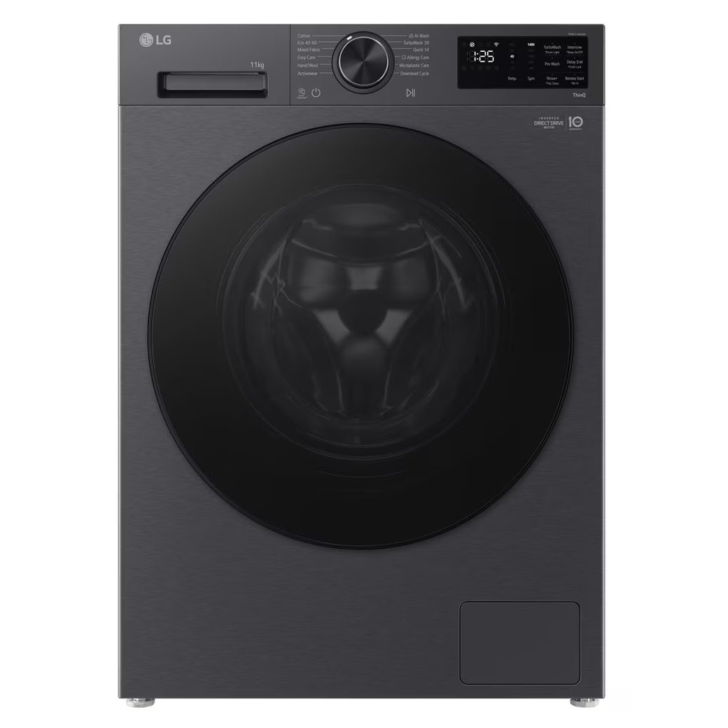 LG F4X5011TBB 11kg TurboWash Steam Washing Machine - BLACK STEEL
