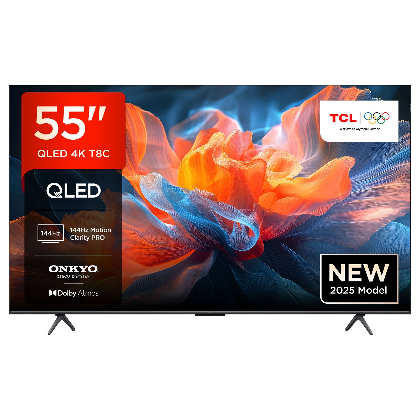 TCL 55T8C-UK 2025 55" 4K QLED HDR UHD Smart TV - BLACK