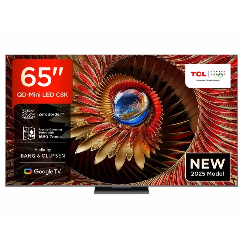 TCL 65C8K-UK 2025 65" 4K QD-Mini LED Ultra HD Smart TV - BLACK