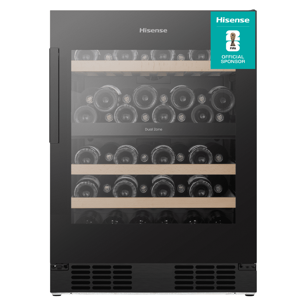 Hisense 60cm Freestanding Undercounter Dual Zone Wine Cooler RW3N122GSLF - Black Hisense 60cm Freestanding Undercounter Dual Zone Wine Cooler RW3N122GSLF - Black