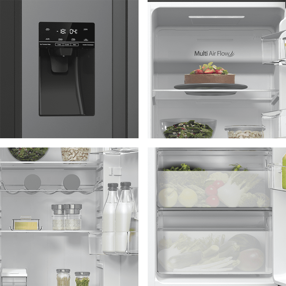Hisense PureFlat American Fridge Freezer Ice & Water Non-Plumbed RS5P535NTFDUK - BLACK STEEL Hisense PureFlat American Fridge Freezer Ice & Water Non-Plumbed RS5P535NTFDUK - BLACK STEEL
