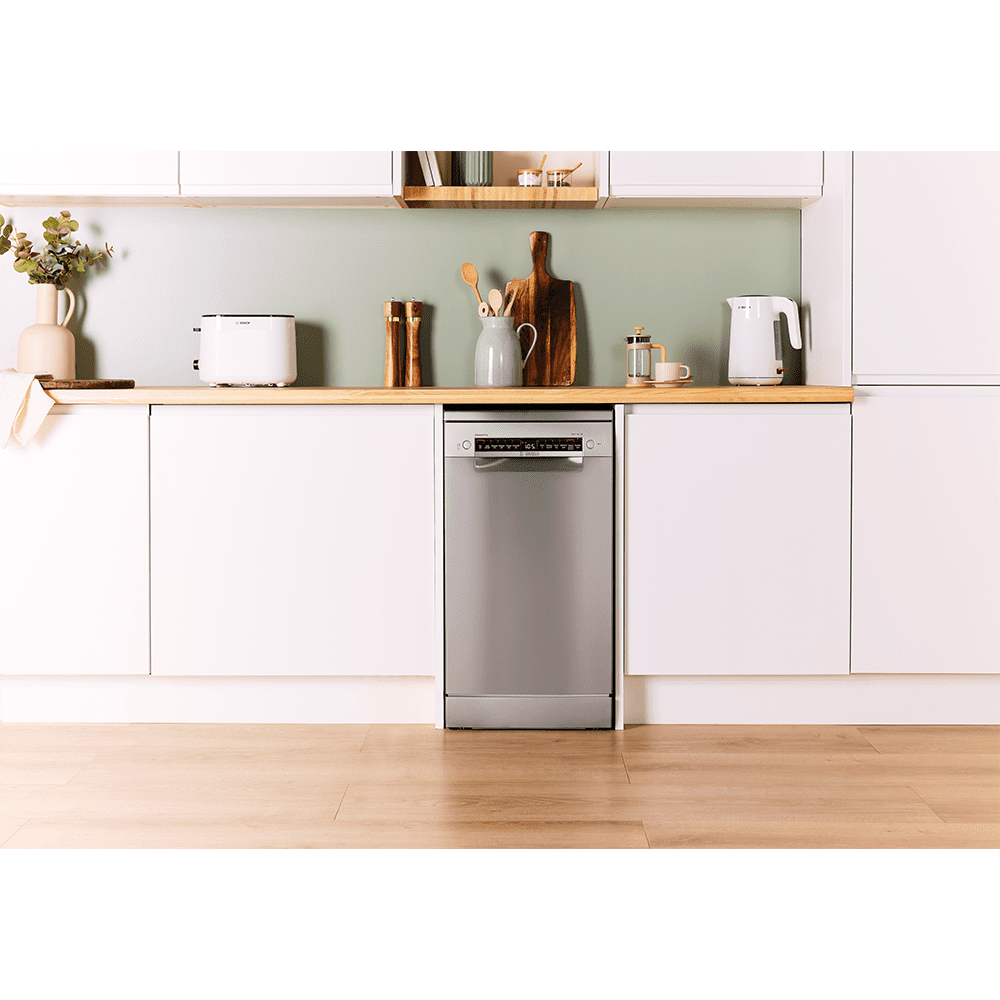 Bosch 45cm Series 4 Freestanding Dishwasher SPS4HMI49G - Silver Bosch 45cm Series 4 Freestanding Dishwasher SPS4HMI49G - Silver