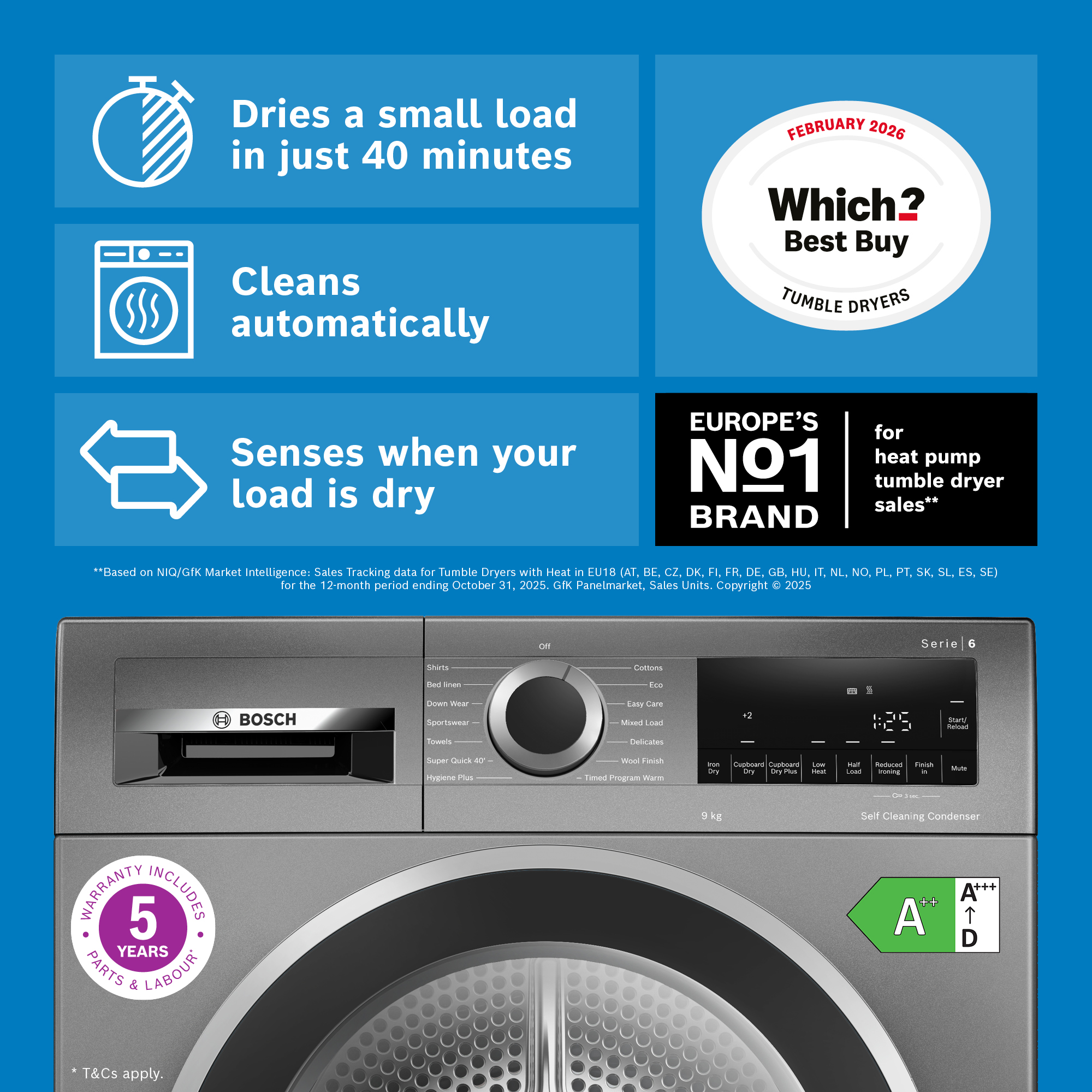 Bosch 9kg Series 6 Heat Pump Condenser Dryer WQG245R2GB - Graphite Bosch 9kg Series 6 Heat Pump Condenser Dryer WQG245R2GB - Graphite