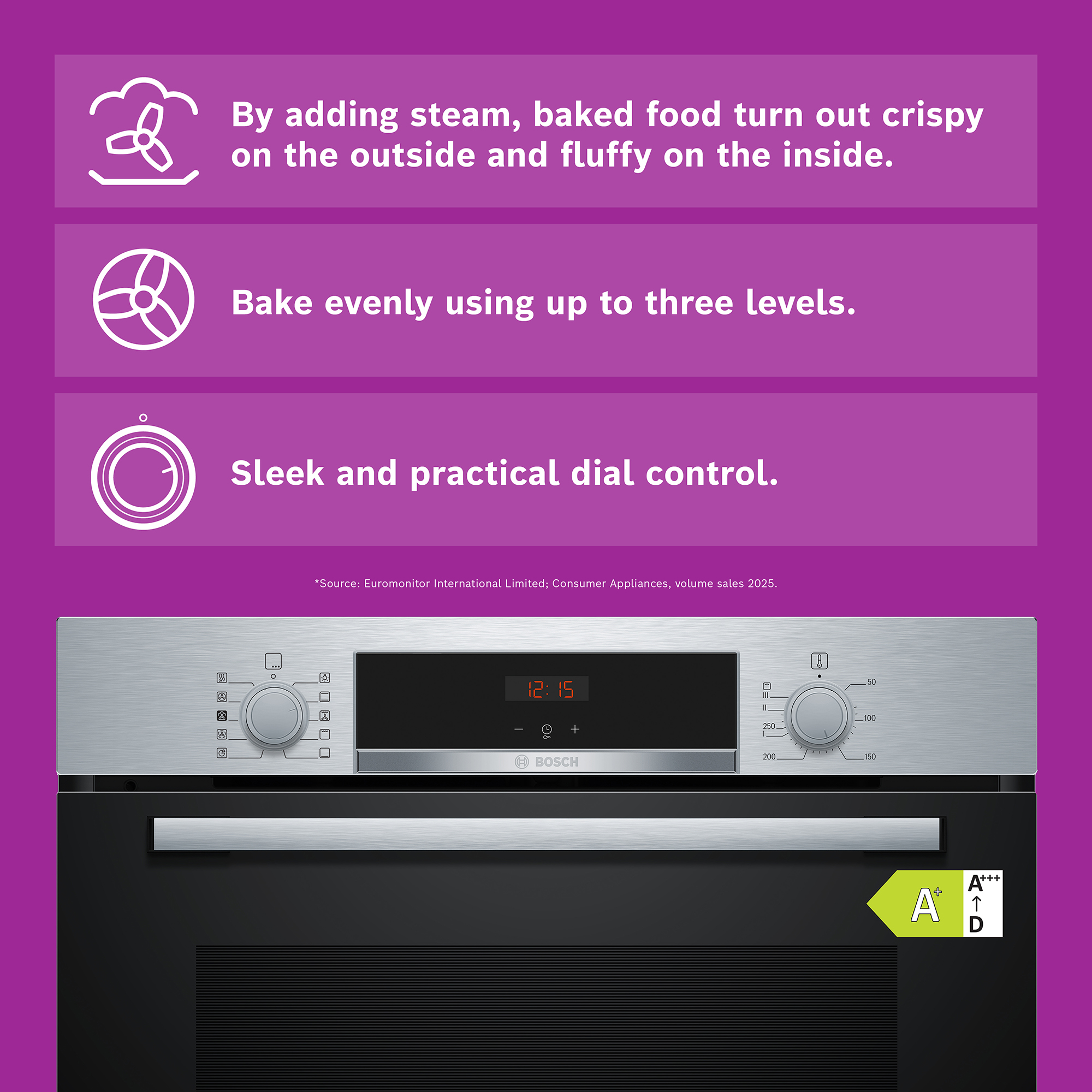 Bosch Series 4 Multifunction Single Oven HQA534BS3B - Stainless Steel Bosch Series 4 Multifunction Single Oven HQA534BS3B - Stainless Steel