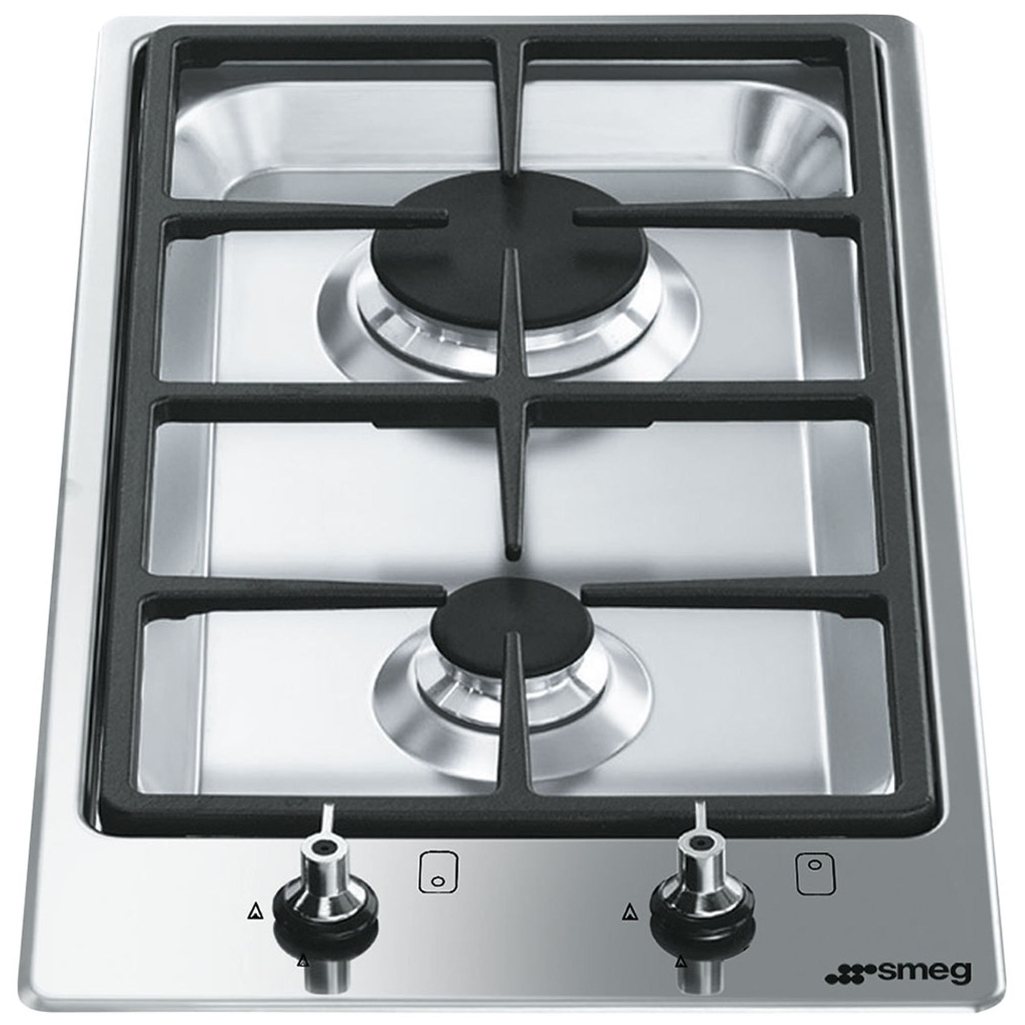 Smeg  Classic Ultra Low Profile Modular 2 Burner Gas Hob PGF32G - Stainless Steel