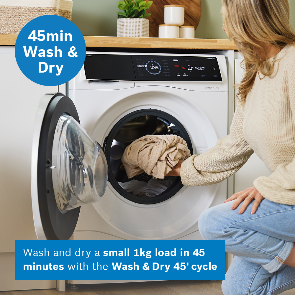 Bosch 10.5kg/6kg Series 8 Washer Dryer WNC25410GB - White Bosch 10.5kg/6kg Series 8 Washer Dryer WNC25410GB - White