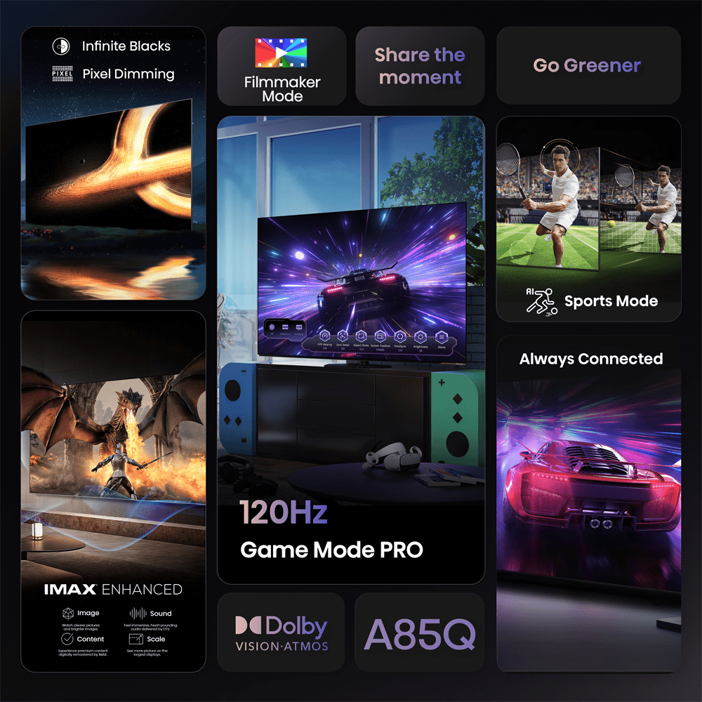 Hisense 2025 65" OLED 4K Smart TV 65A85QTUK - Black Hisense 2025 65" OLED 4K Smart TV 65A85QTUK - Black