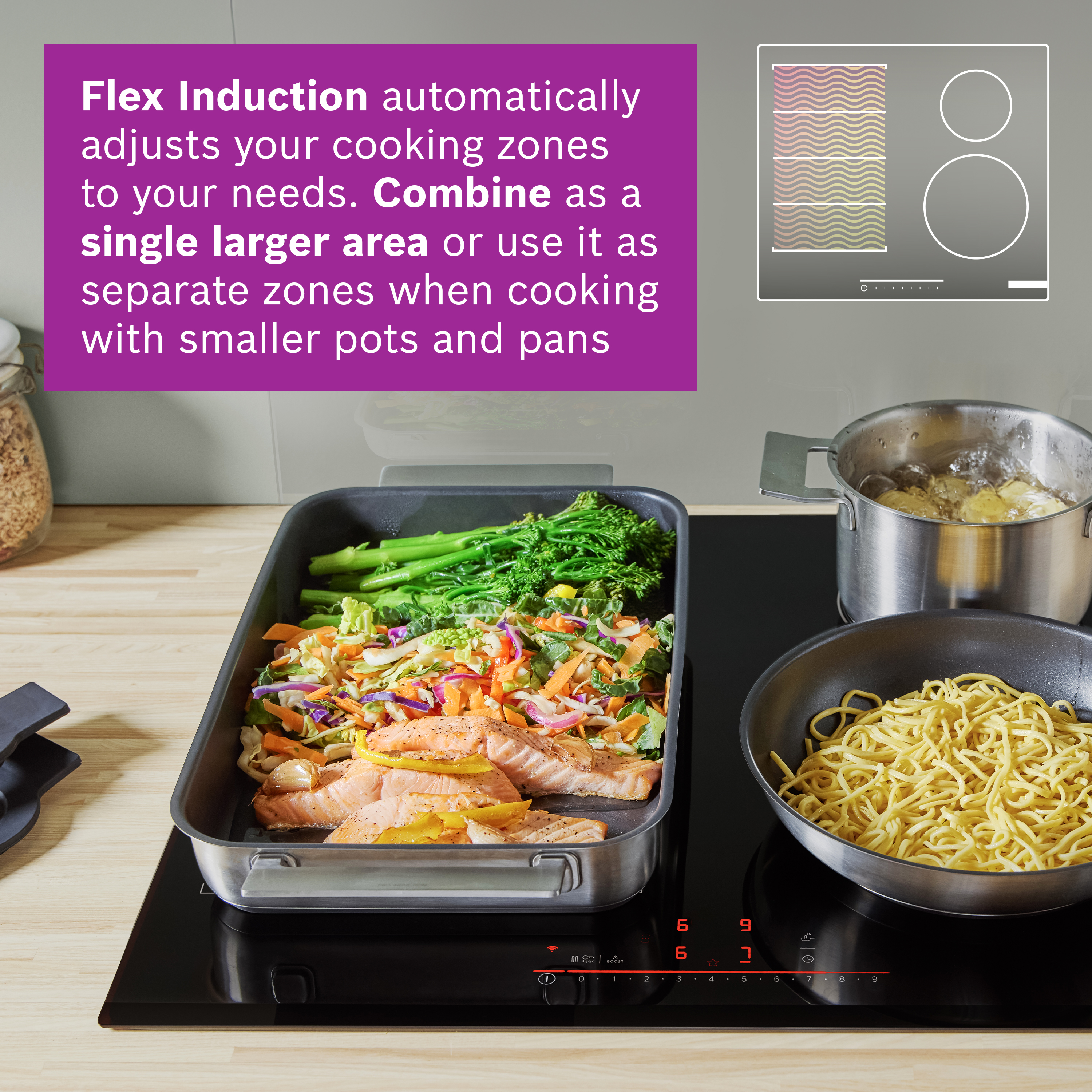 Bosch 60cm Series 6 Flex Induction Hob PIX631HC1E - Black Bosch 60cm Series 6 Flex Induction Hob PIX631HC1E - Black
