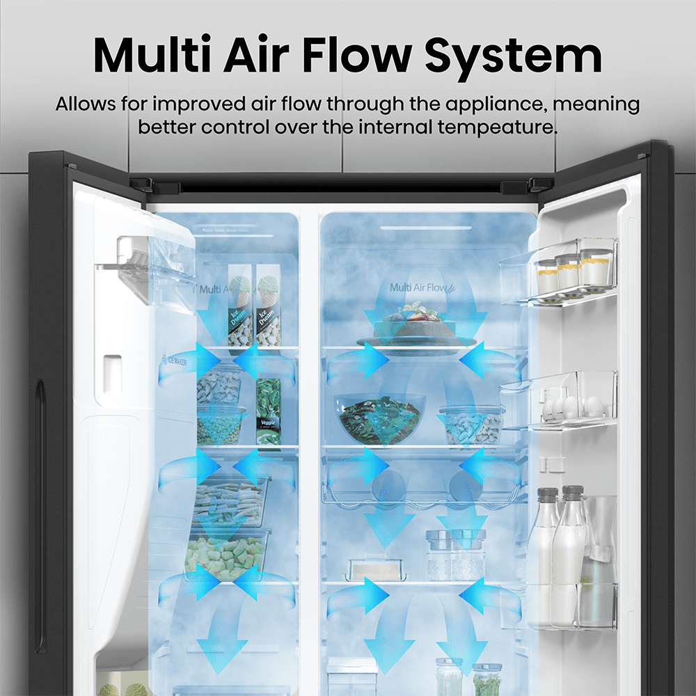 Hisense PureFlat American Fridge Freezer Ice & Water Non-Plumbed RS5P535NTFDUK - BLACK STEEL Hisense PureFlat American Fridge Freezer Ice & Water Non-Plumbed RS5P535NTFDUK - BLACK STEEL