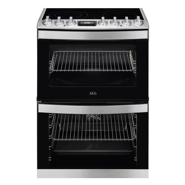 AEG  60cm Freestanding SteamBake Electric Ceramic Cooker CCB6741ACM - Stainless Steel