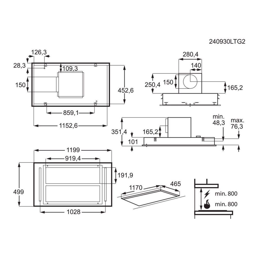 AEG 120cm Series 7 Ceiling Extractor NDC7721SB - Matte Black AEG 120cm Series 7 Ceiling Extractor NDC7721SB - Matte Black