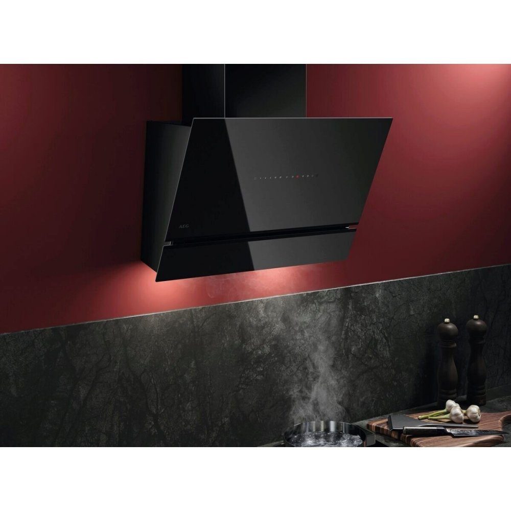 AEG 60cm Series 8000 Angled Chimney Hood NDV8761CB - Black AEG 60cm Series 8000 Angled Chimney Hood NDV8761CB - Black