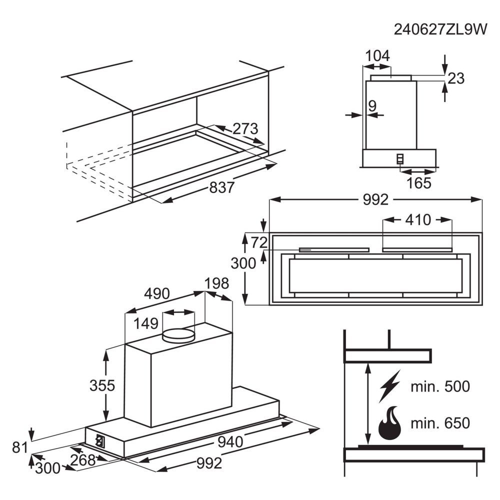 AEG 100cm Series 9000 Canopy Hood GDG961AB - Black AEG 100cm Series 9000 Canopy Hood GDG961AB - Black