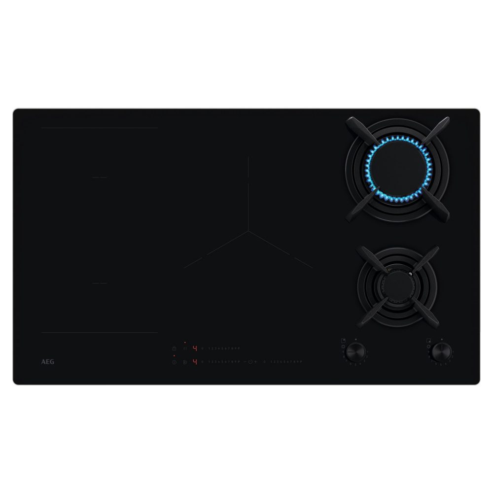 AEG  88cm Series 8000 Mixed Fuel Induction And Gas Hob HDB95623NB - Black