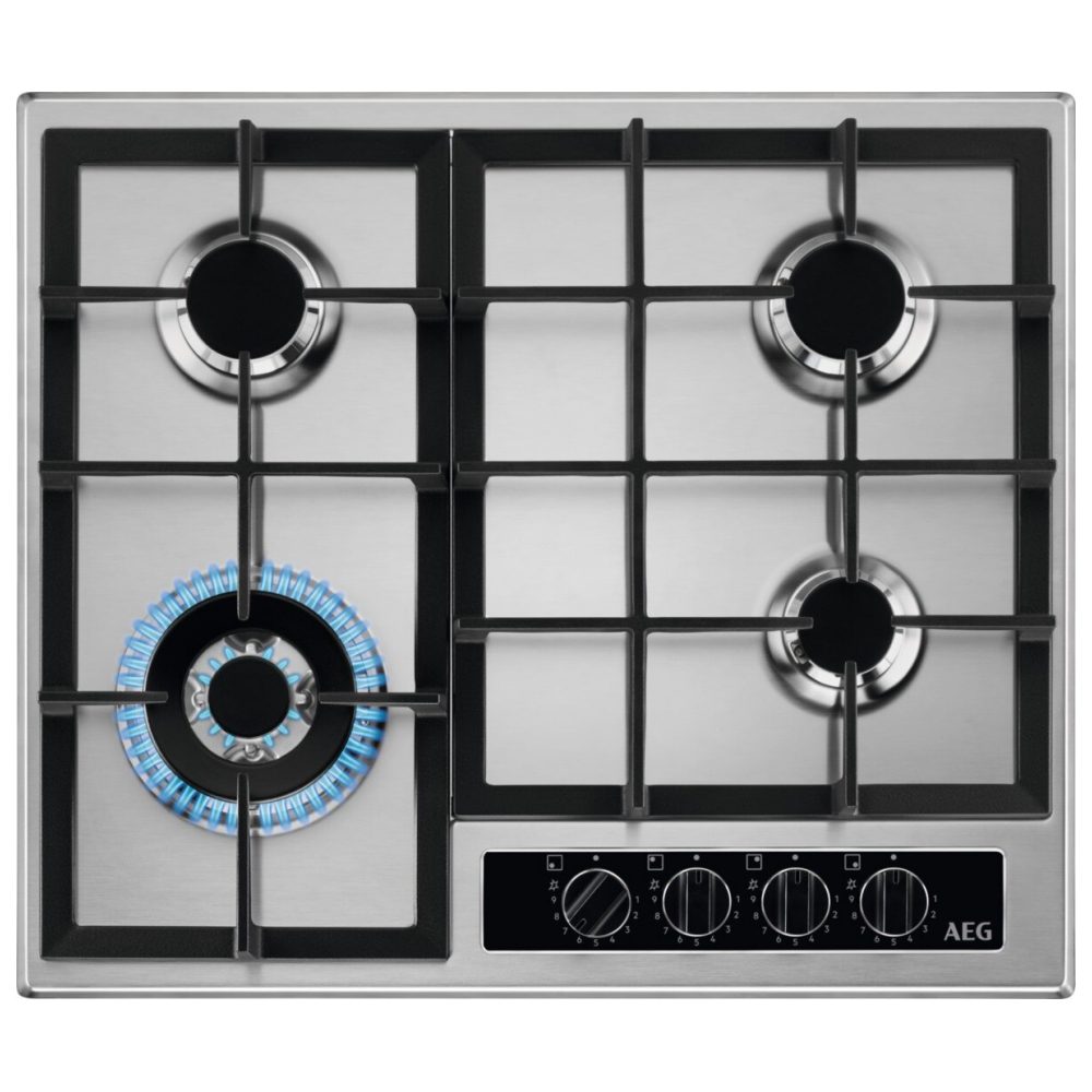 AEG  60cm Series 6000 4 Burner Gas Hob HGB64420YM - Stainless Steel