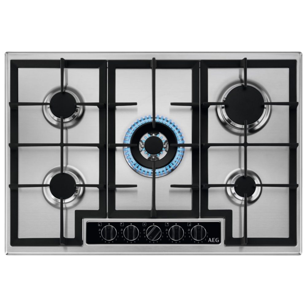 AEG  75cm Series 6000 5 Burner Gas Hob HGB75420YM - Stainless Steel