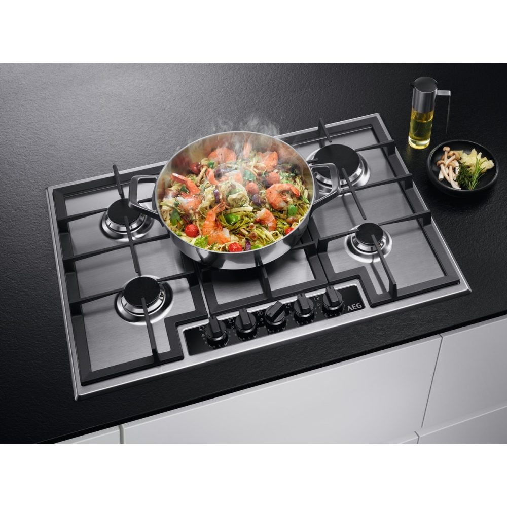 AEG 75cm Series 6000 5 Burner Gas Hob HGB75420YM - Stainless Steel AEG 75cm Series 6000 5 Burner Gas Hob HGB75420YM - Stainless Steel