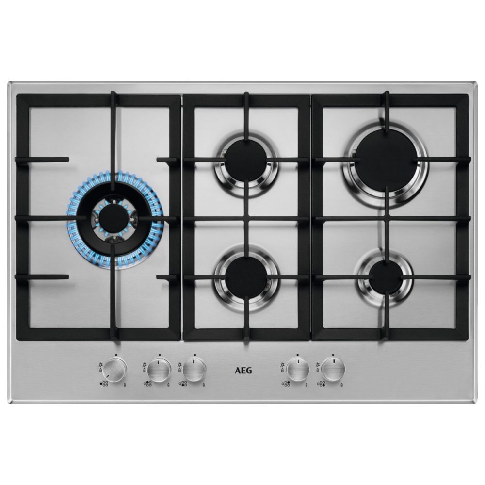 AEG  75cm Series 3000 5 Burner Gas Hob HGB75500SM - Stainless Steel