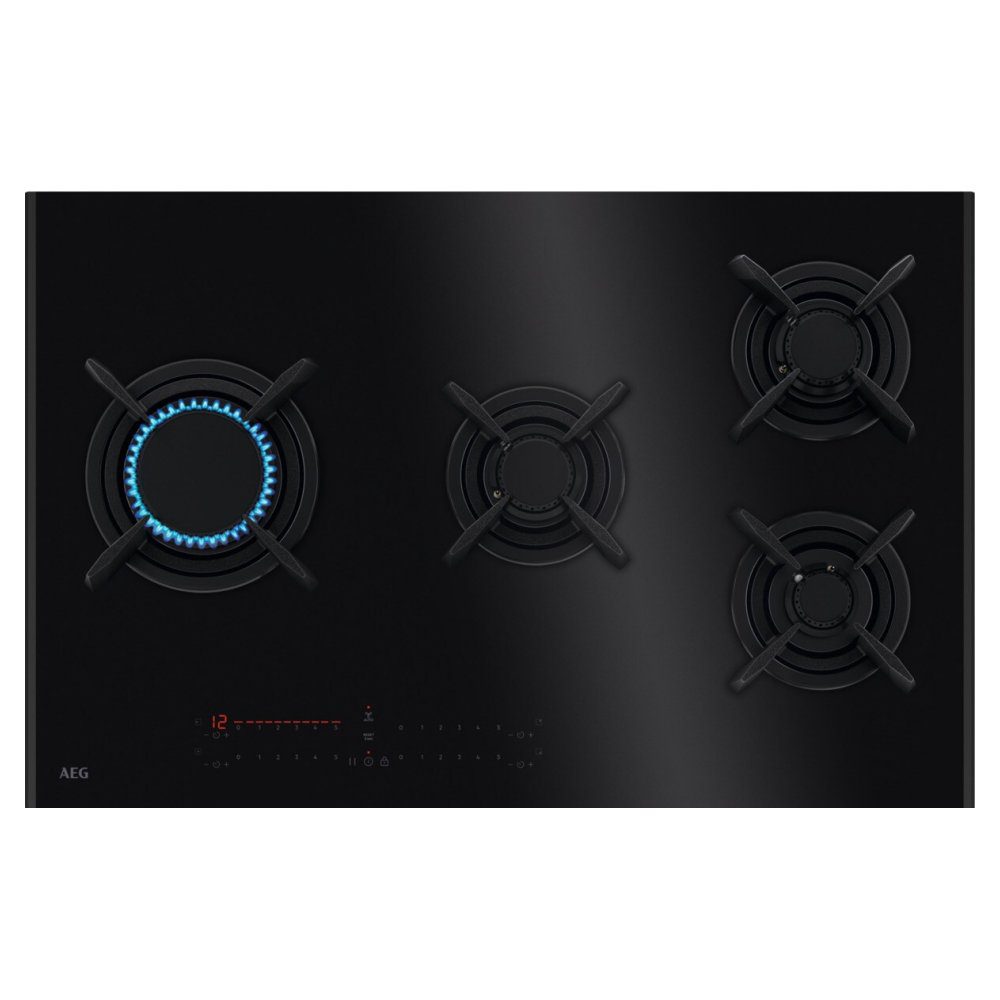 AEG  80cm Series 9000 4 Burner Gas On Glass Hob HVB8453IB - Black
