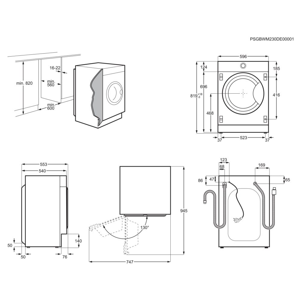 AEG 8kg Series 7000 Fully Integrated ProSteam Washing Machine LF7C8636BI AEG 8kg Series 7000 Fully Integrated ProSteam Washing Machine LF7C8636BI