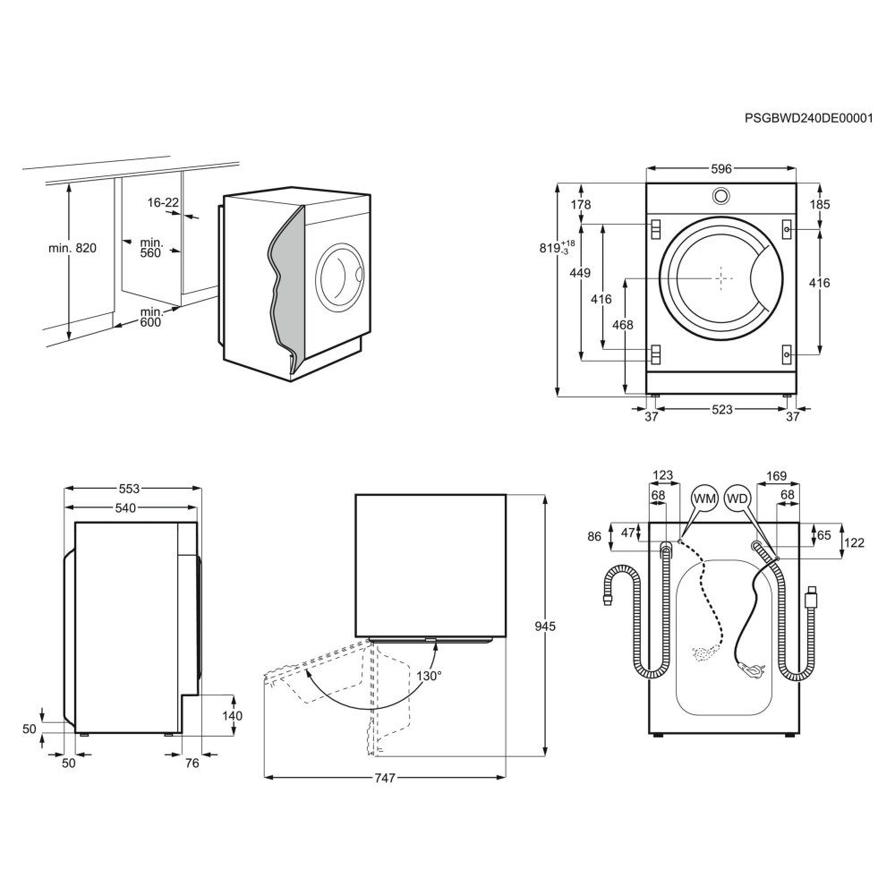 AEG 7kg/4kg Series 6000 Fully Integrated Washer Dryer LX6WG74634BI AEG 7kg/4kg Series 6000 Fully Integrated Washer Dryer LX6WG74634BI