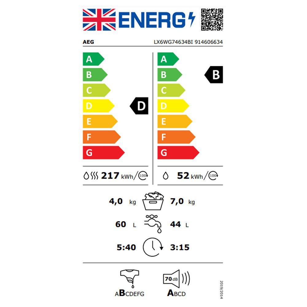 AEG 7kg/4kg Series 6000 Fully Integrated Washer Dryer LX6WG74634BI AEG 7kg/4kg Series 6000 Fully Integrated Washer Dryer LX6WG74634BI