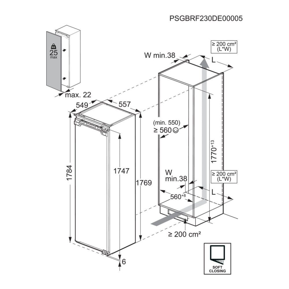 AEG 177cm Series 7000 Integrated In Column Frost Free Freezer NAB7N181EC AEG 177cm Series 7000 Integrated In Column Frost Free Freezer NAB7N181EC