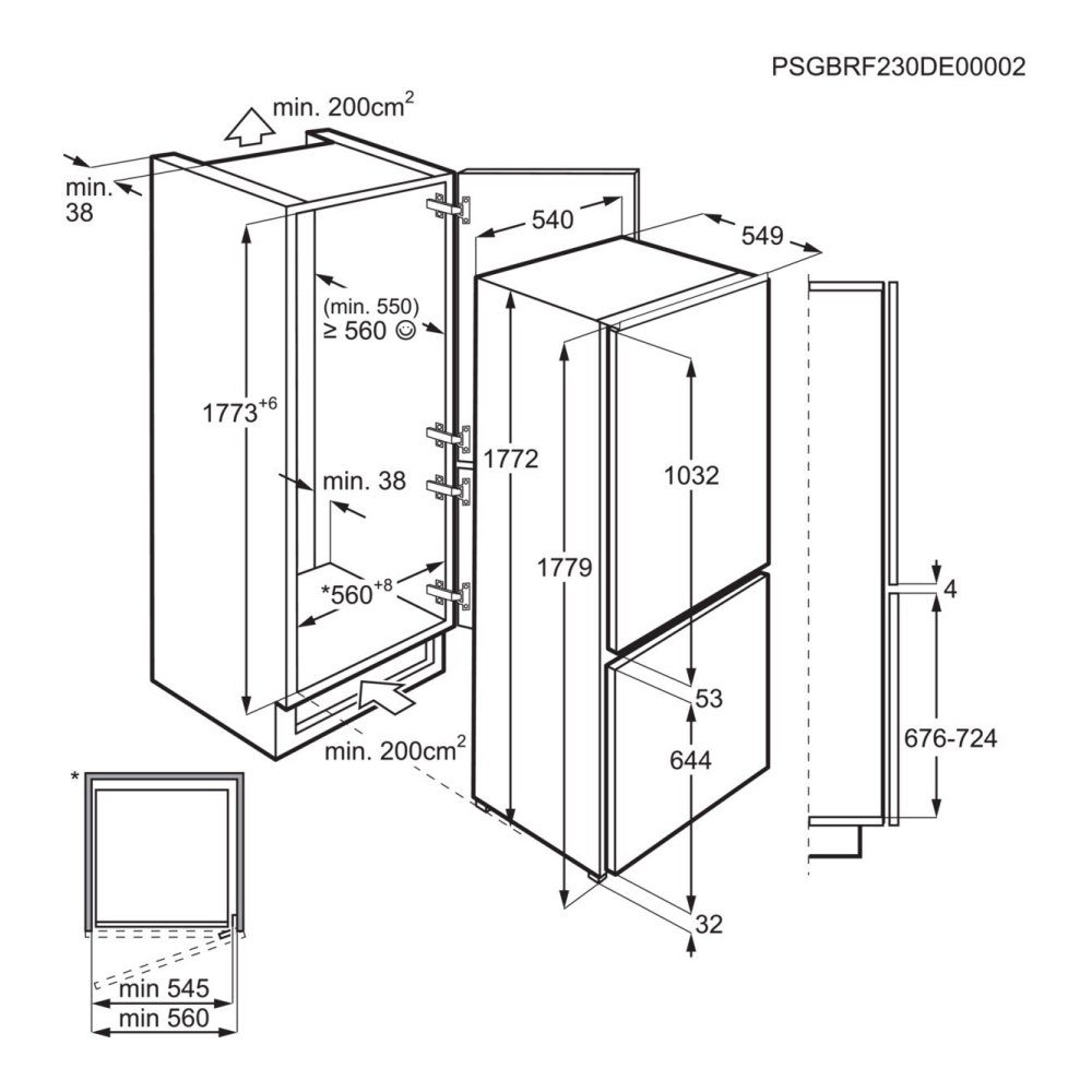 AEG 177cm Series 5000 Integrated 70/30 Fridge Freezer NSC5S18ZES AEG 177cm Series 5000 Integrated 70/30 Fridge Freezer NSC5S18ZES