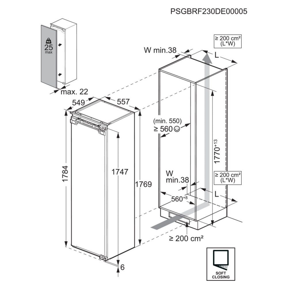 AEG 177cm Series 6000 Integrated In Column Larder Fridge NSK6D181EC AEG 177cm Series 6000 Integrated In Column Larder Fridge NSK6D181EC