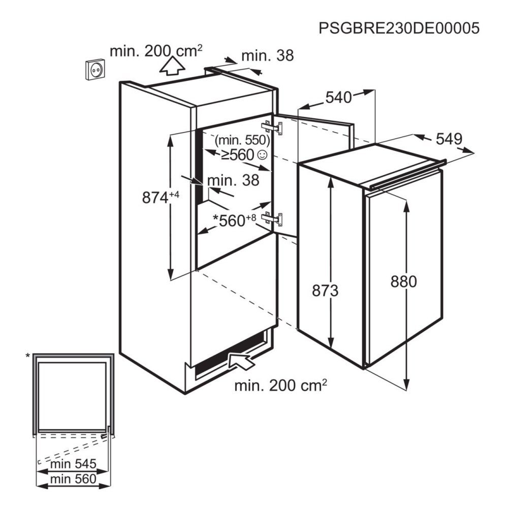 AEG 88cm Series 5000 Integrated In Column Larder Fridge OSK5O88ES AEG 88cm Series 5000 Integrated In Column Larder Fridge OSK5O88ES