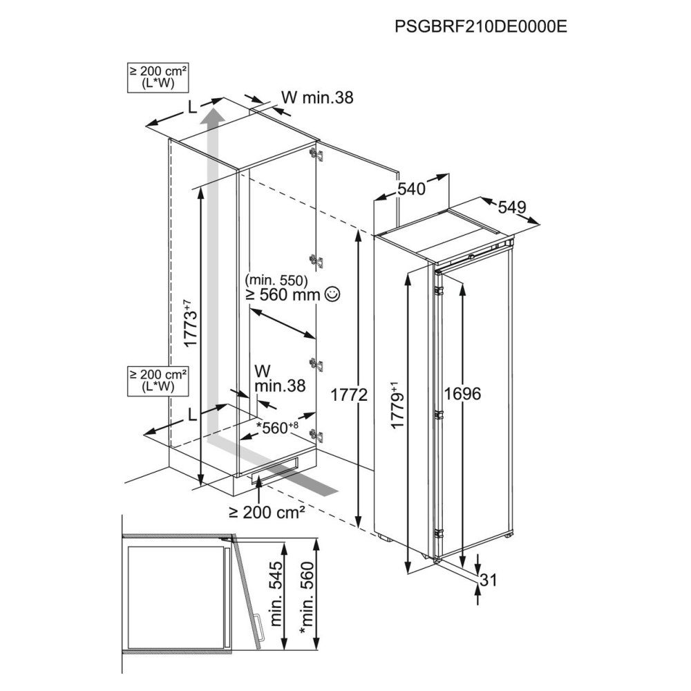 AEG 177cm Series 7000 Integrated In Column Frost Free Freezer TB7NA181ES AEG 177cm Series 7000 Integrated In Column Frost Free Freezer TB7NA181ES