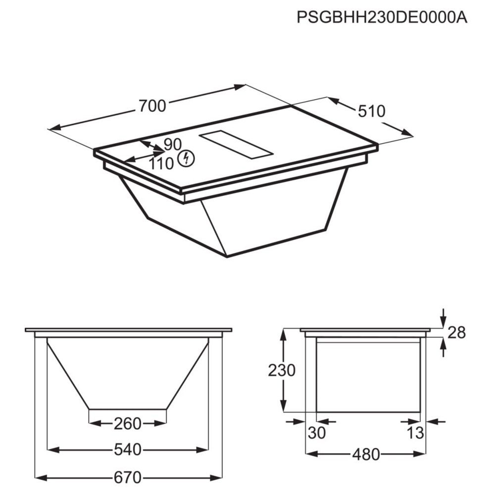AEG Series 6000 70cm Air Venting Induction Hob TCH74B01CB - Black AEG Series 6000 70cm Air Venting Induction Hob TCH74B01CB - Black