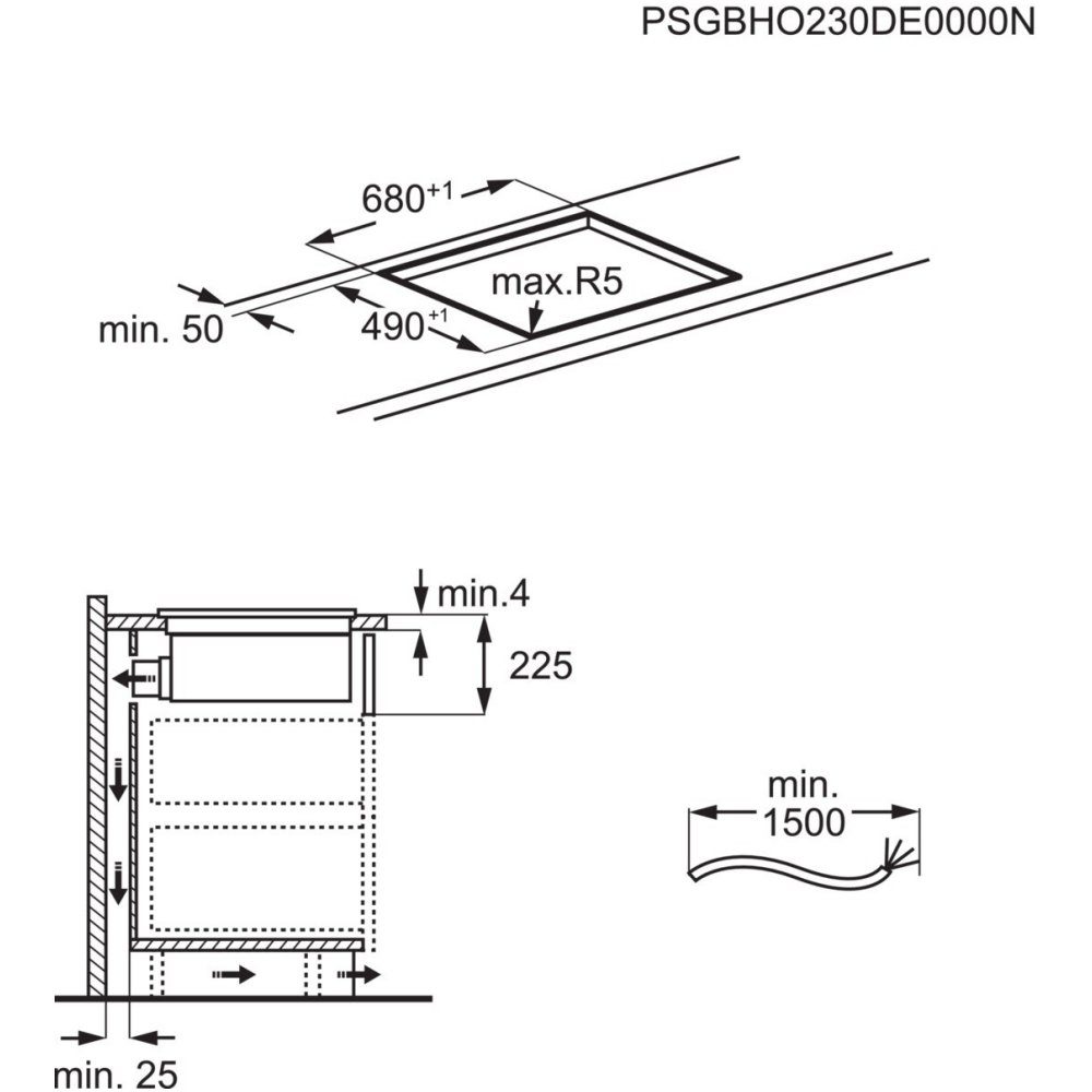 AEG Series 6000 70cm Air Venting Induction Hob TCH74B01CB - Black AEG Series 6000 70cm Air Venting Induction Hob TCH74B01CB - Black