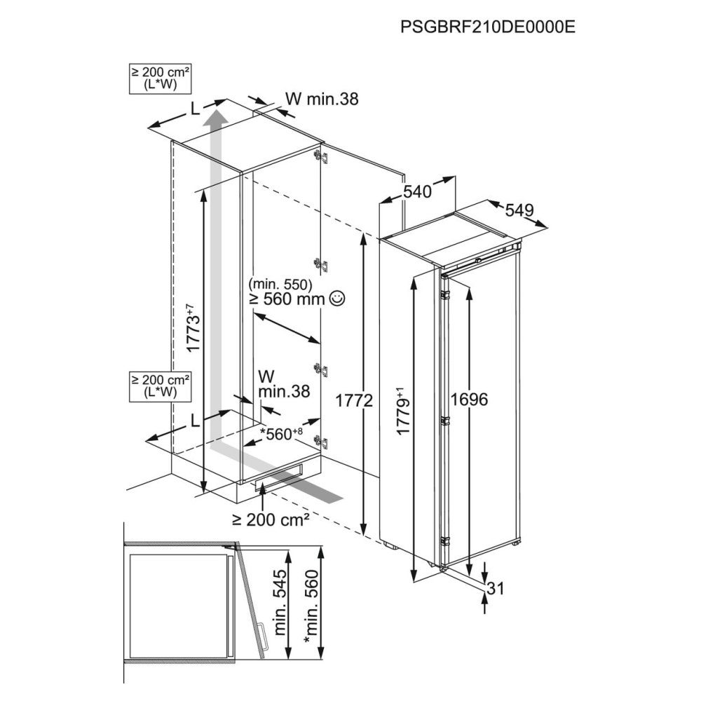 AEG 178cm Series 6000 Integrated In Column Fridge With Ice Box TF6DS181ES AEG 178cm Series 6000 Integrated In Column Fridge With Ice Box TF6DS181ES