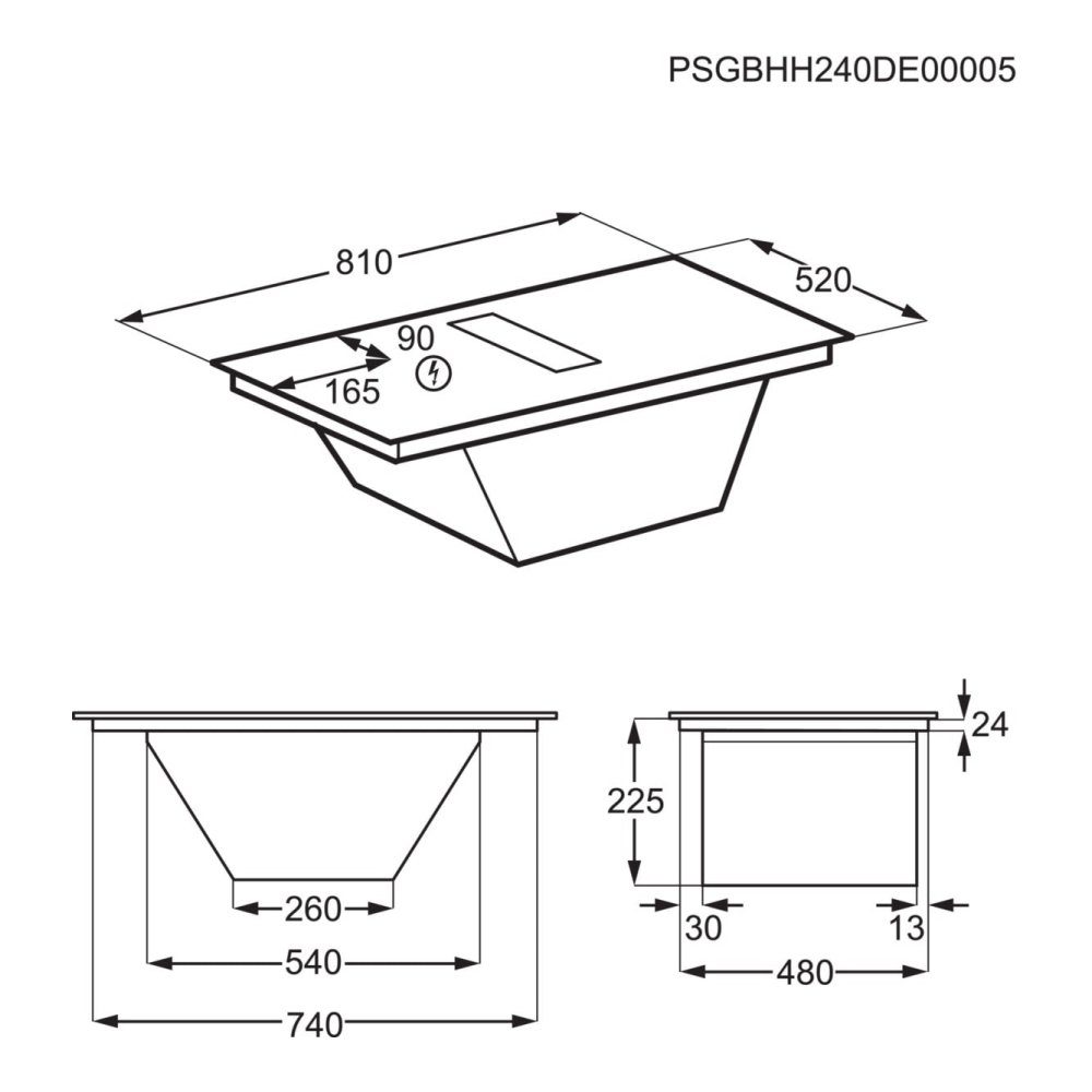 AEG 81cm Series 6000 Air Venting Induction Hob TH84CB03FB - Black AEG 81cm Series 6000 Air Venting Induction Hob TH84CB03FB - Black