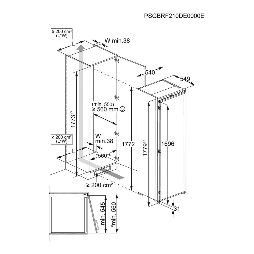 AEG 177cm Series 6000 Integrated In Column Larder Fridge TK6DS181ES AEG 177cm Series 6000 Integrated In Column Larder Fridge TK6DS181ES